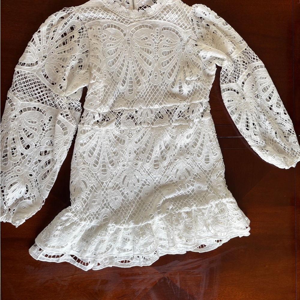 Showpo White Crochet Mini Dress - Picture 6 of 11
